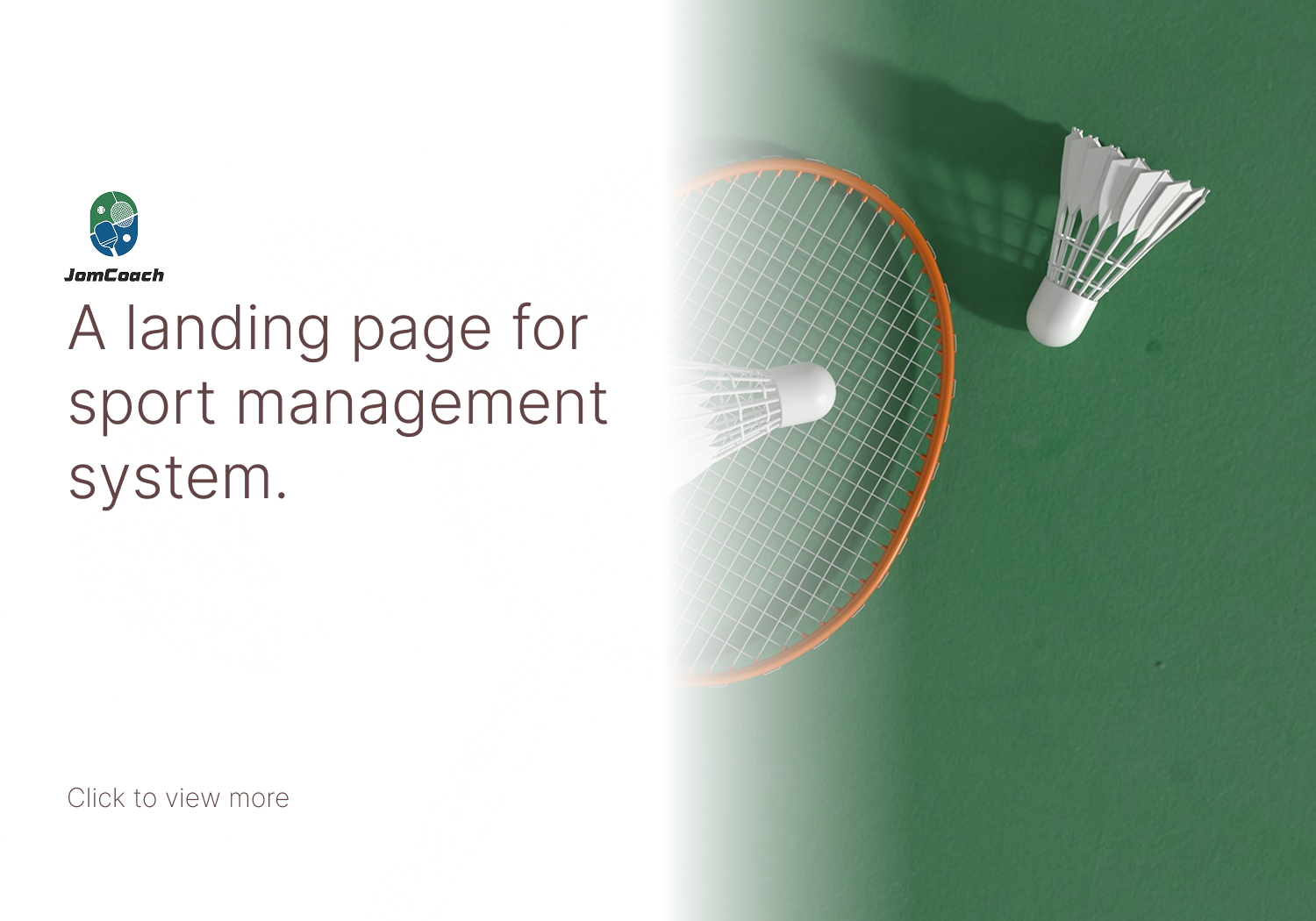 JomCoach Sport Management System Landing Page